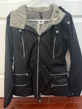 Burton Jacket - Black Hooded Ski Jacket with Gray Lining